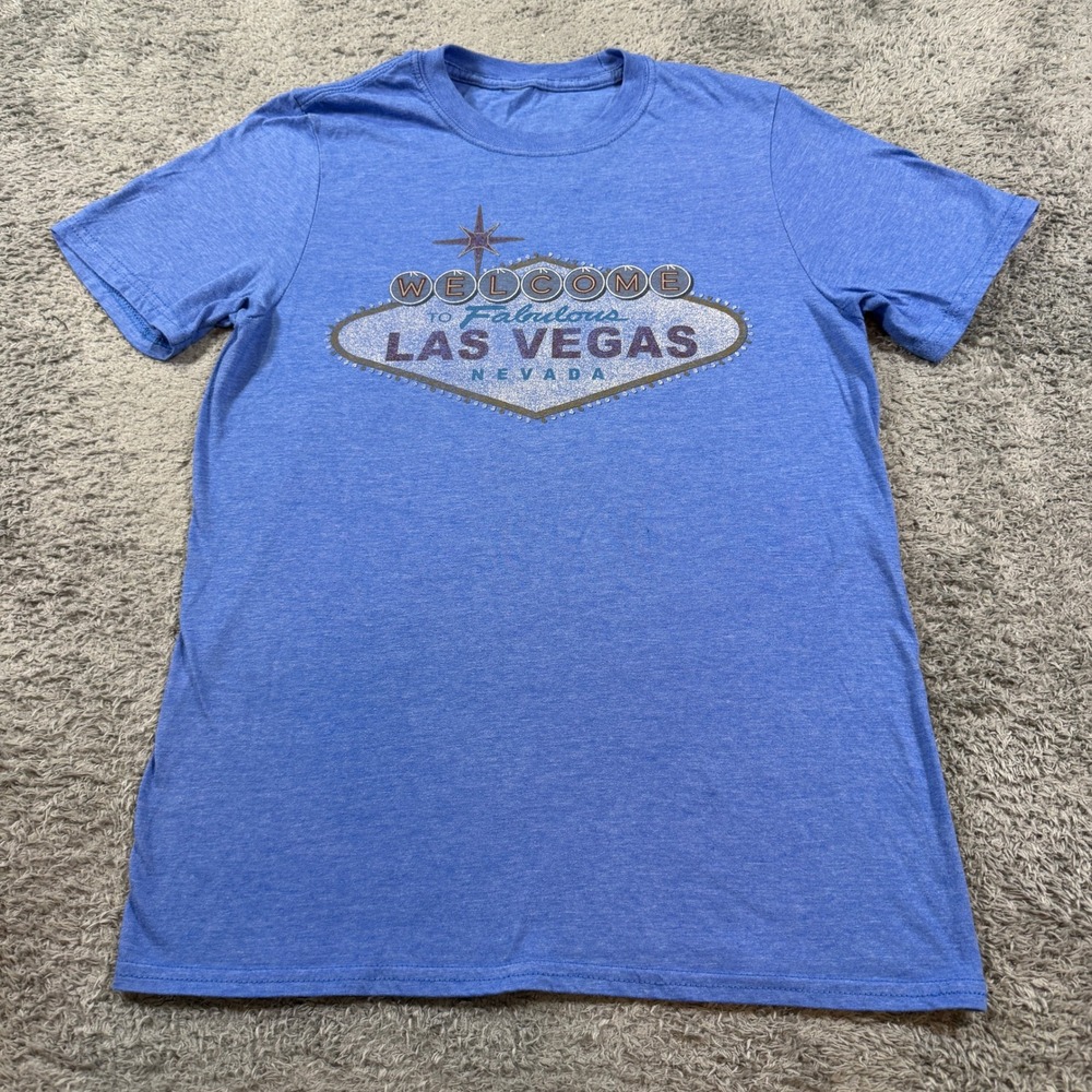 Las Vegas Mens Graphic T Shirt S Blue Heather Welcome To Fabulous Sign Souvenir